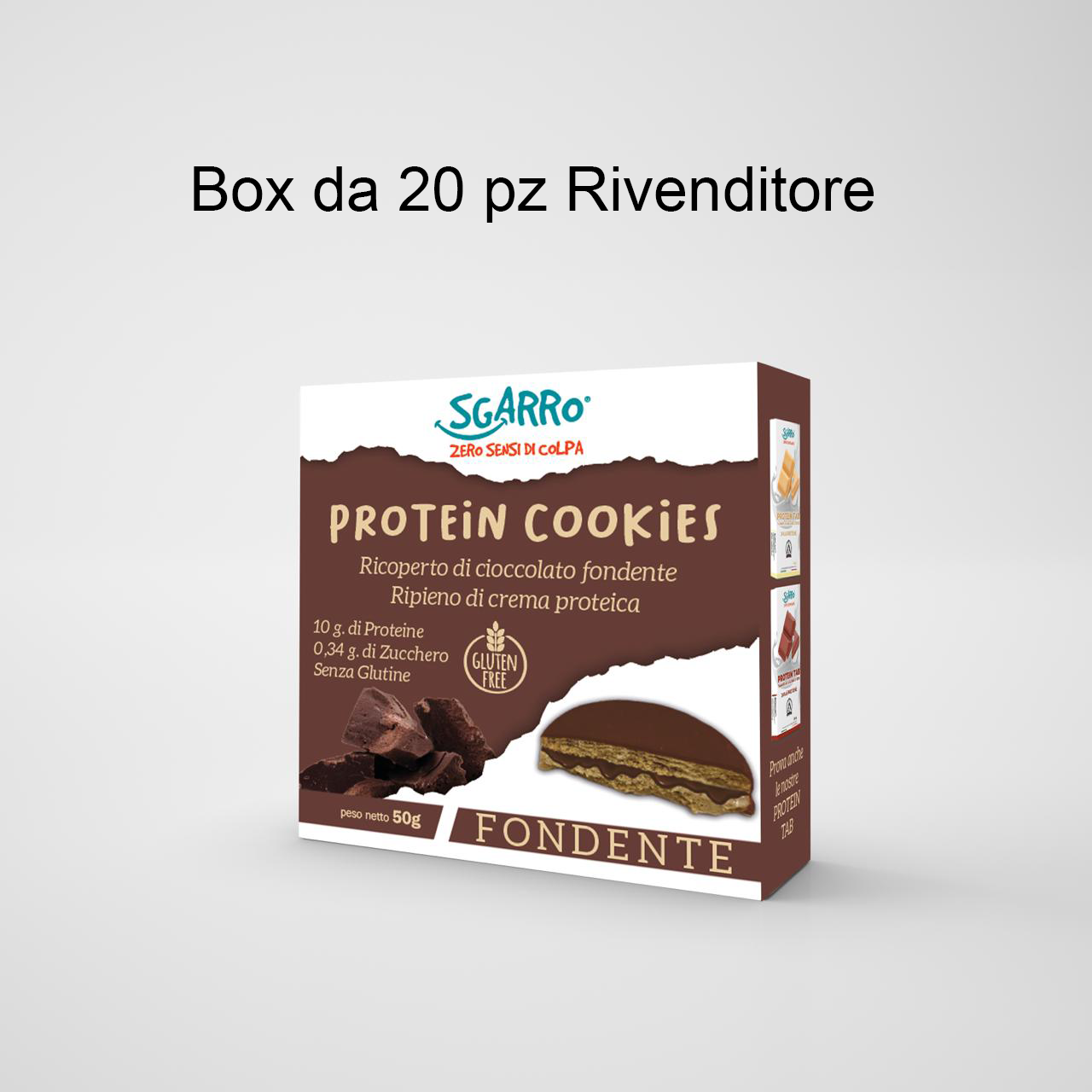 Box da 20 Rivenditore - Protein Cookies SGARRO® Fondente Senza Zuccheri aggiunti! - Low Carb
