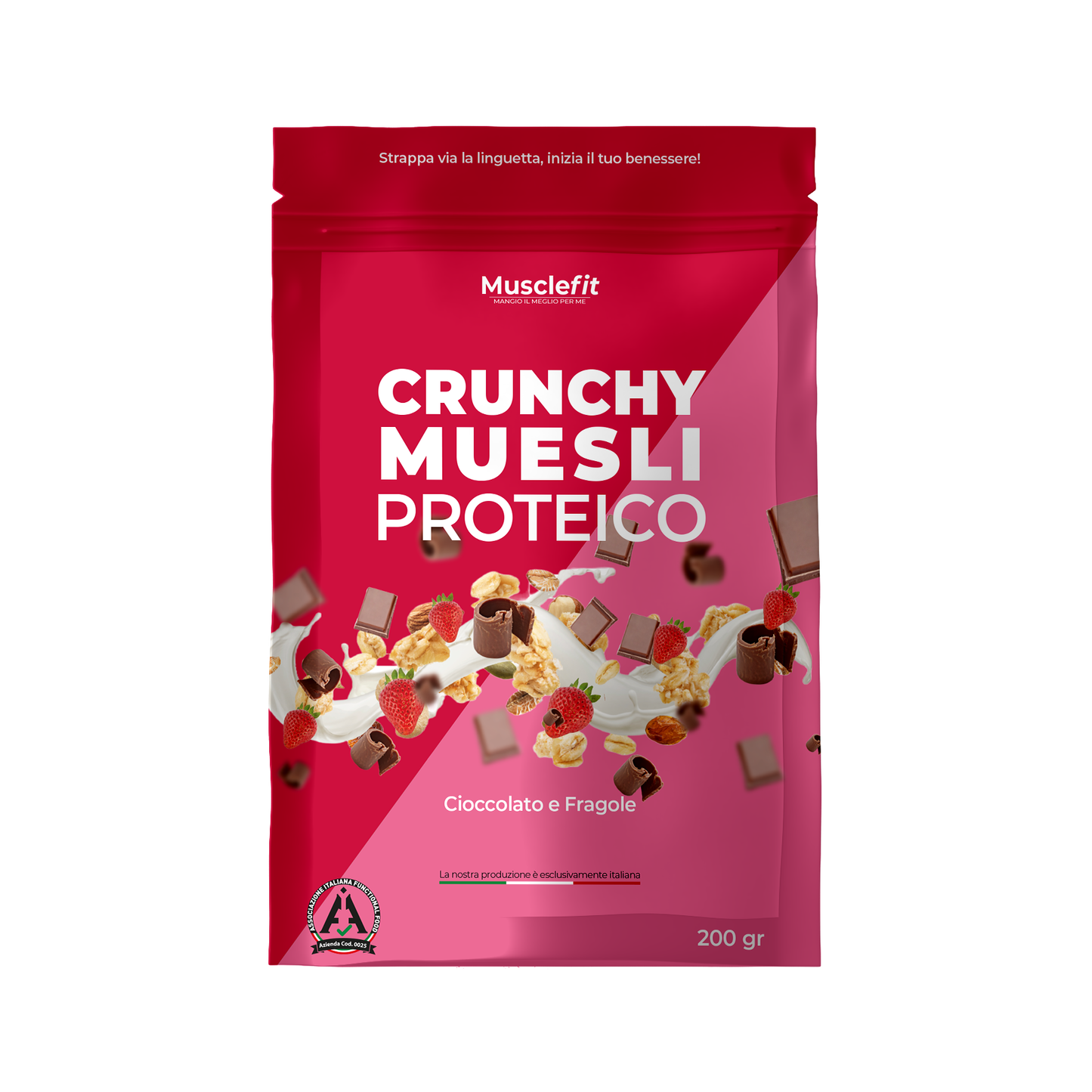 MuscleFit® Muesli Protein Crunchy Cioccolato e Fragole
