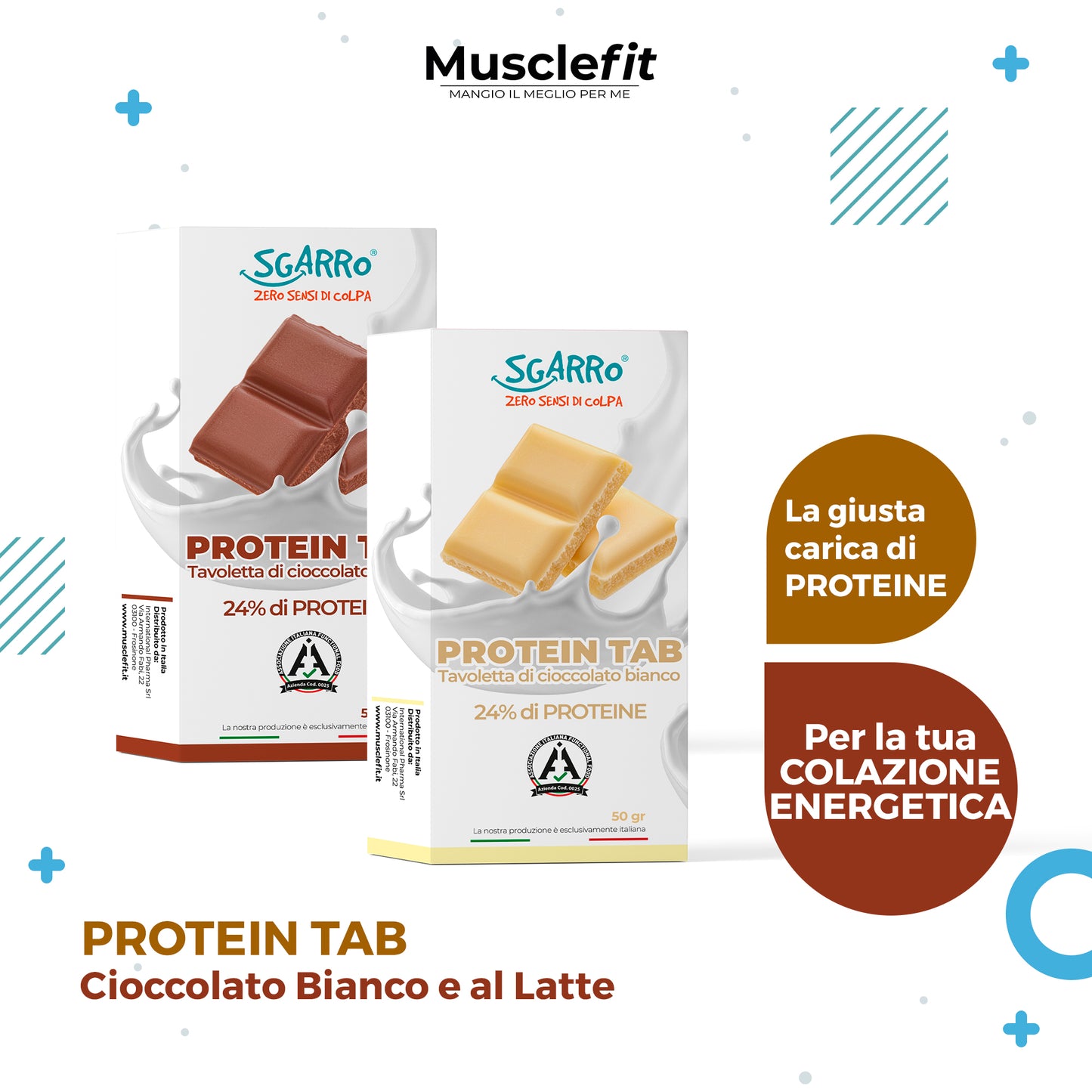 Tavoletta Cioccolato Proteico Protein Tab SGARRO® Cioccolato Fondente