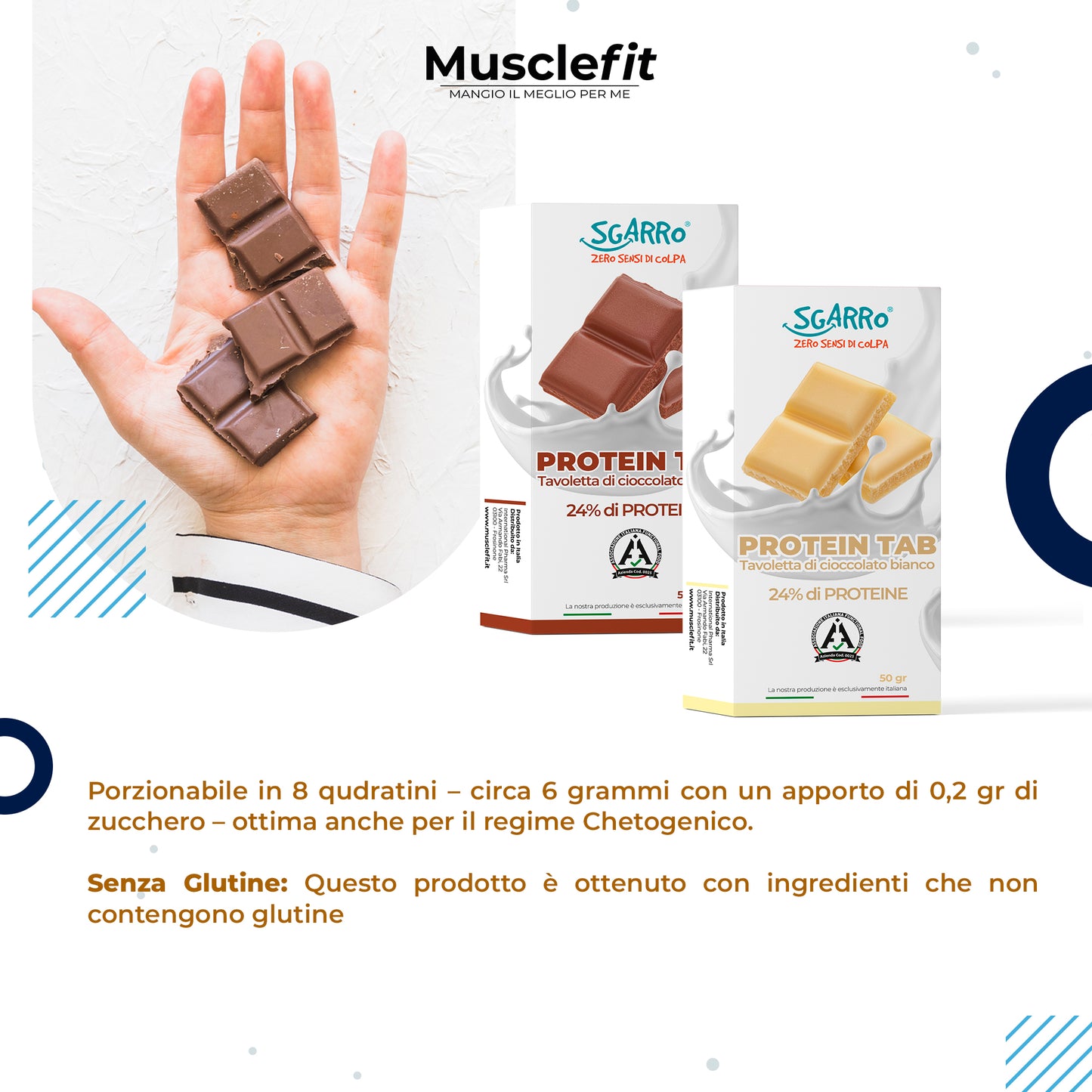 Tavoletta Cioccolato Proteico Protein Tab SGARRO® Cioccolato Fondente