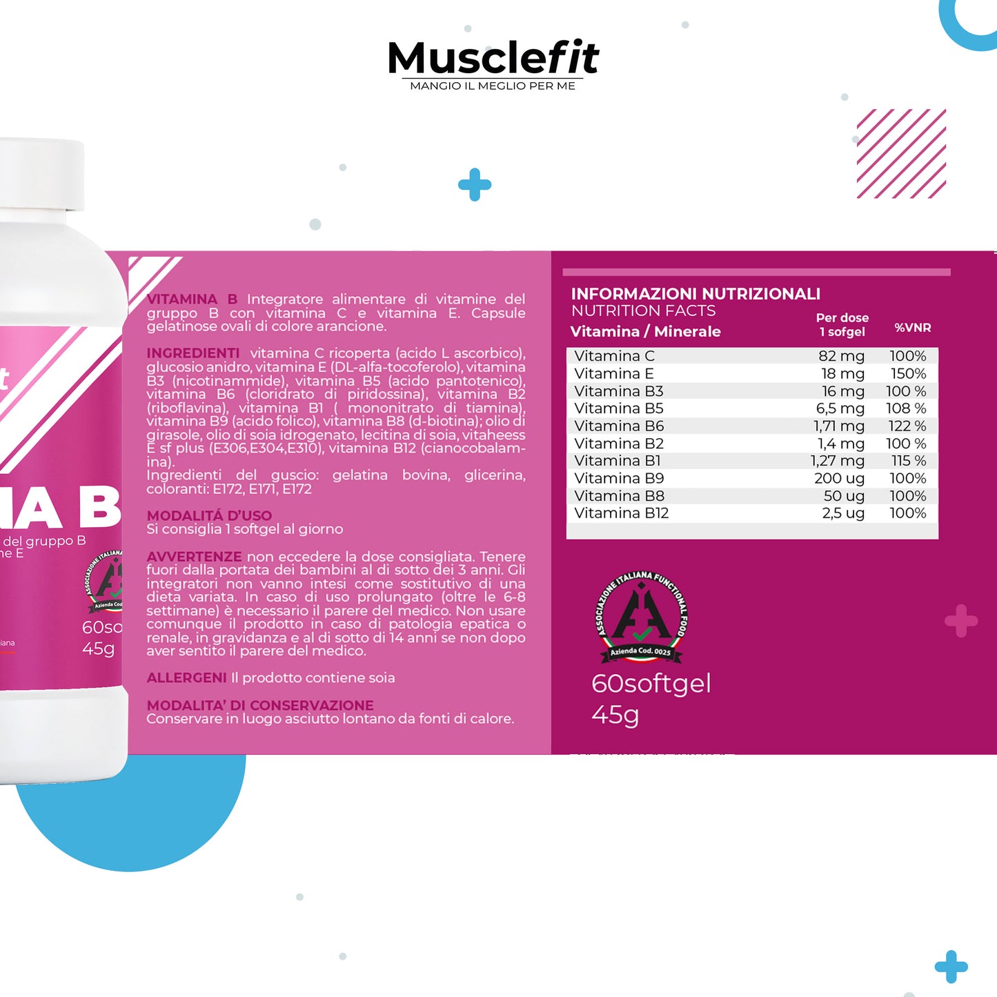 MuscleFit® - Complex B - 8 Vitamine del Gruppo B + Vit C + Vit E