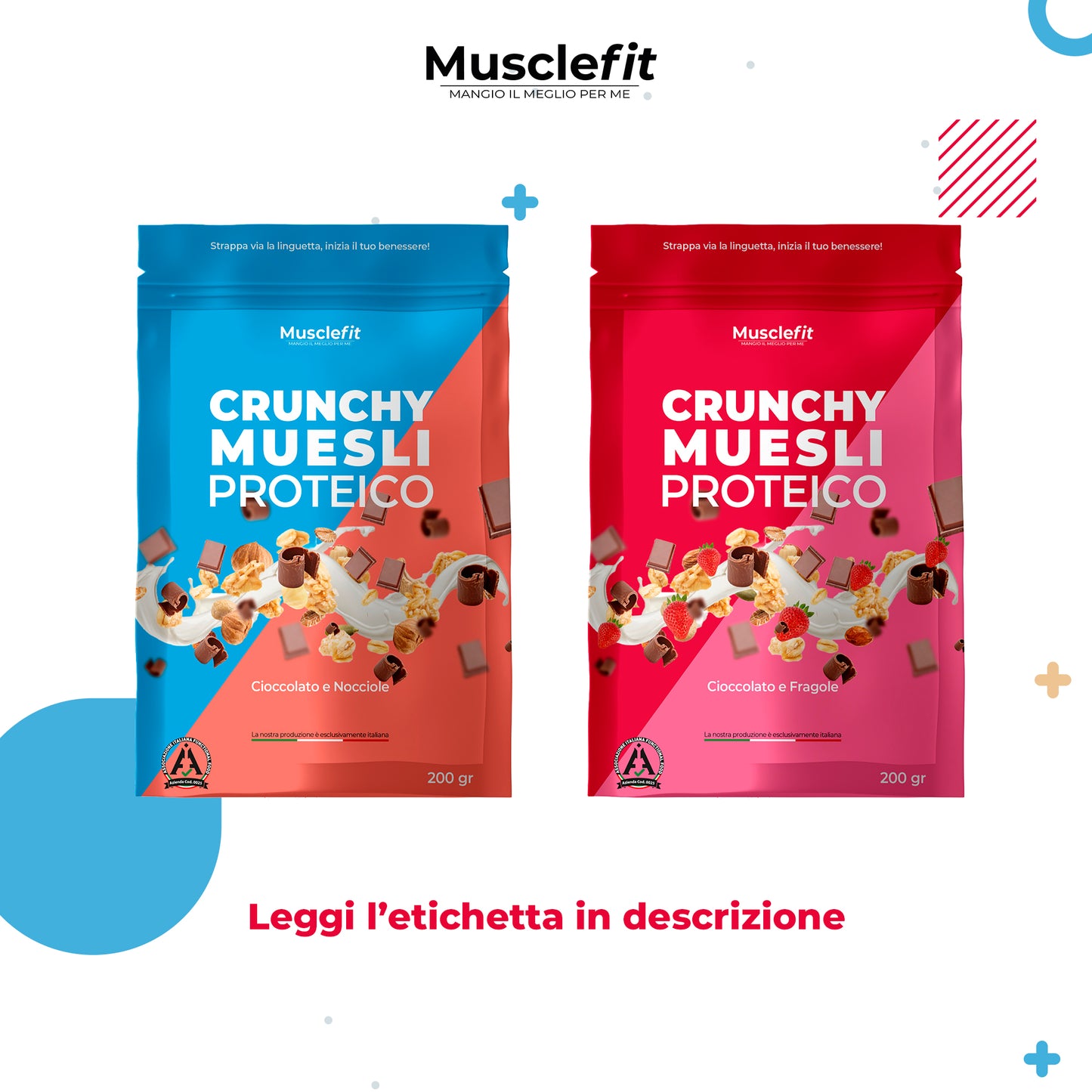 MuscleFit® Muesli Protein Crunchy Cioccolato e Fragole