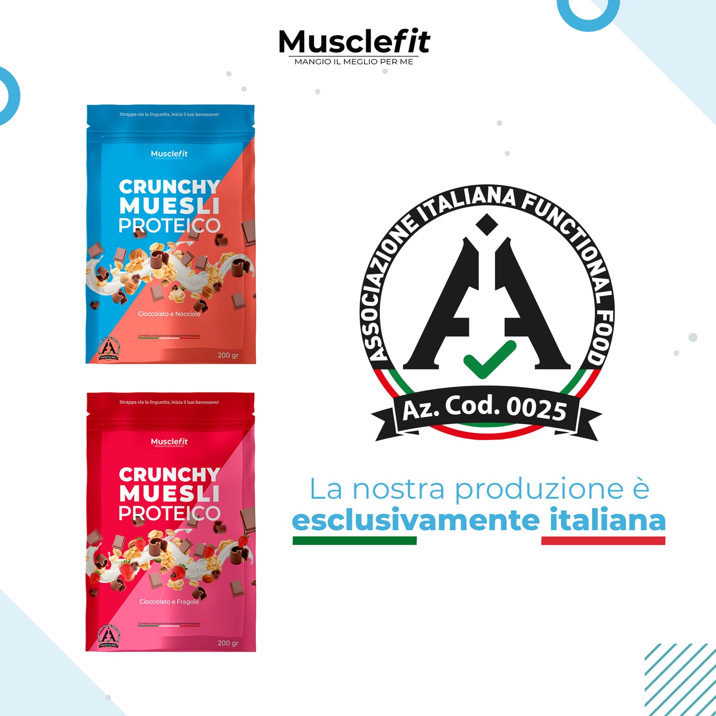 MuscleFit® Muesli Protein Crunchy Cioccolato e Fragole