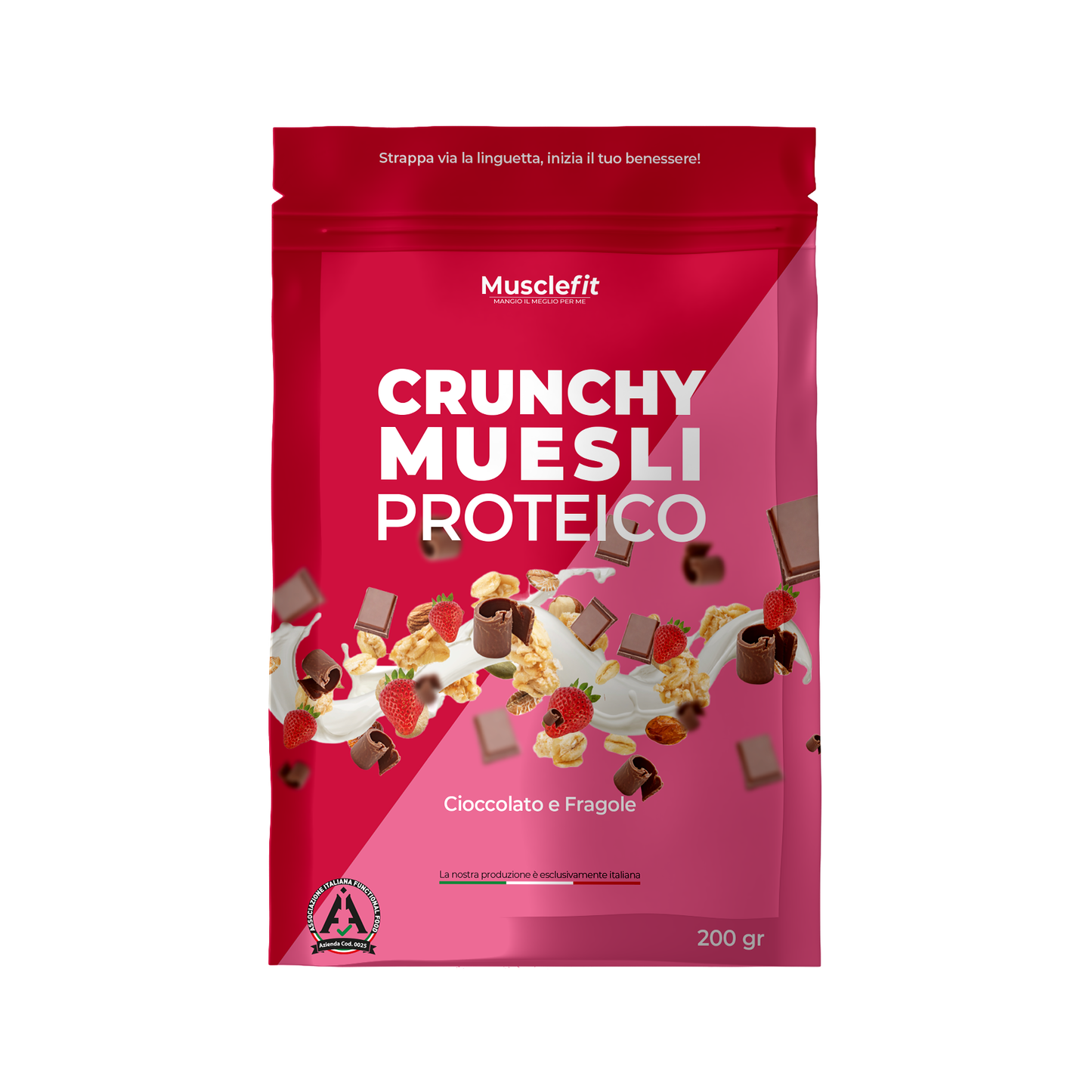 MuscleFit® Muesli Protein Crunchy Cioccolato e Fragole